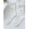 imageSHENHE Womens 3 Pairs Knitted Crew Socks Ruffle Frilly Bow Patterned Soft Ankle SocksWhite a