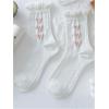 imageSHENHE Womens 3 Pairs Knitted Crew Socks Ruffle Frilly Bow Patterned Soft Ankle SocksWhite a