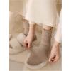 imageSHENHE Womens 3 Pairs Knitted Warm Socks Floral Embroidered Thick Crew Socks Mid Calf SocksBlack Khaki Dark Grey