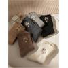 imageSHENHE Womens 3 Pairs Knitted Warm Socks Floral Embroidered Thick Crew Socks Mid Calf SocksBlack Khaki Dark Grey