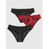 imageSHENHE Womens 3 Piece Sets Mesh Goth Panties Lettuce Trim Low Rise Cute UnderwearBlack and Red