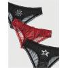 imageSHENHE Womens 3 Piece Sets Mesh Goth Panties Lettuce Trim Low Rise Cute UnderwearBlack and Red