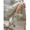 imageSHENHE Womens 4 Pairs Polka Dots Frilly Socks Lettuce Trim Kawaii Cute Bow Crew SocksWhite