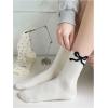 imageSHENHE Womens 4 Pairs Polka Dots Frilly Socks Lettuce Trim Kawaii Cute Bow Crew SocksWhite