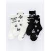 imageSHENHE Womens 5 Pairs Graphic Letter Print Athletic Running Mid Calf Crew SocksBlack and White