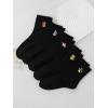 imageSHENHE Womens 5 Pairs Graphic Letter Print Athletic Running Mid Calf Crew SocksDinosaur Black