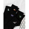 imageSHENHE Womens 5 Pairs Graphic Letter Print Athletic Running Mid Calf Crew SocksEmbroidered Black