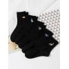 imageSHENHE Womens 5 Pairs Graphic Letter Print Athletic Running Mid Calf Crew SocksEmbroidered Black