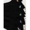 imageSHENHE Womens 5 Pairs Graphic Letter Print Athletic Running Mid Calf Crew SocksEmbroidered Black
