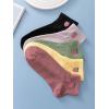 imageSHENHE Womens 5 Pairs Graphic Letter Print Athletic Running Mid Calf Crew SocksPeach Embroidery Multi