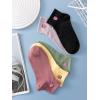 imageSHENHE Womens 5 Pairs Graphic Letter Print Athletic Running Mid Calf Crew SocksPeach Embroidery Multi