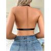 imageSHENHE Womens Halter Neck Lace Plunge Bralette Front Closure Unpadded Wireless BraBlack
