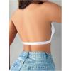 imageSHENHE Womens Halter Neck Lace Plunge Bralette Front Closure Unpadded Wireless BraWhite