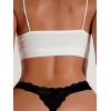 imageSHENHE Womens Lace Low Rise Scallop Trim Ribbed T Back Thong Underwear PantiesBlack