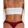 imageSHENHE Womens Lace Low Rise Scallop Trim Ribbed T Back Thong Underwear PantiesBurgundy