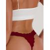 imageSHENHE Womens Lace Low Rise Scallop Trim Ribbed T Back Thong Underwear PantiesBurgundy