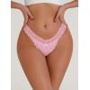 imageSHENHE Womens Lace Low Rise Scallop Trim Ribbed T Back Thong Underwear PantiesDusty Pink