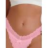 imageSHENHE Womens Lace Low Rise Scallop Trim Ribbed T Back Thong Underwear PantiesDusty Pink