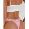imageSHENHE Womens Lace Low Rise Scallop Trim Ribbed T Back Thong Underwear PantiesDusty Pink