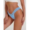 imageSHENHE Womens Lace Low Rise Scallop Trim Ribbed T Back Thong Underwear PantiesLight Blue