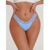 imageSHENHE Womens Lace Low Rise Scallop Trim Ribbed T Back Thong Underwear PantiesLight Blue