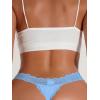 imageSHENHE Womens Lace Low Rise Scallop Trim Ribbed T Back Thong Underwear PantiesLight Blue