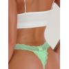 imageSHENHE Womens Lace Low Rise Scallop Trim Ribbed T Back Thong Underwear PantiesMint Green