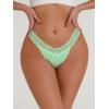 imageSHENHE Womens Lace Low Rise Scallop Trim Ribbed T Back Thong Underwear PantiesMint Green