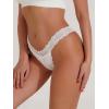 imageSHENHE Womens Lace Low Rise Scallop Trim Ribbed T Back Thong Underwear PantiesWhite