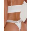 imageSHENHE Womens Lace Low Rise Scallop Trim Ribbed T Back Thong Underwear PantiesWhite