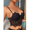 imageSHENHE Womens Lace Mesh Underwire Full Coverage Longline Bras Cami Tank Crop TopsBlack