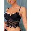 imageSHENHE Womens Lace Mesh Underwire Full Coverage Longline Bras Cami Tank Crop TopsBlack