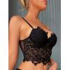 imageSHENHE Womens Lace Mesh Underwire Full Coverage Longline Bras Cami Tank Crop TopsBlack