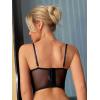 imageSHENHE Womens Lace Mesh Underwire Full Coverage Longline Bras Cami Tank Crop TopsBlack