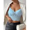 imageSHENHE Womens Lace Mesh Underwire Full Coverage Longline Bras Cami Tank Crop TopsBlue