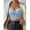 imageSHENHE Womens Lace Mesh Underwire Full Coverage Longline Bras Cami Tank Crop TopsBlue
