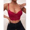 imageSHENHE Womens Lace Mesh Underwire Full Coverage Longline Bras Cami Tank Crop TopsBurgundy