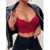imageSHENHE Womens Lace Mesh Underwire Full Coverage Longline Bras Cami Tank Crop TopsBurgundy