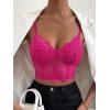 imageSHENHE Womens Lace Mesh Underwire Full Coverage Longline Bras Cami Tank Crop TopsHot Pink