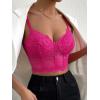 imageSHENHE Womens Lace Mesh Underwire Full Coverage Longline Bras Cami Tank Crop TopsHot Pink