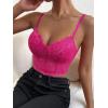 imageSHENHE Womens Lace Mesh Underwire Full Coverage Longline Bras Cami Tank Crop TopsHot Pink