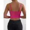 imageSHENHE Womens Lace Mesh Underwire Full Coverage Longline Bras Cami Tank Crop TopsHot Pink