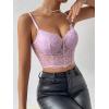 imageSHENHE Womens Lace Mesh Underwire Full Coverage Longline Bras Cami Tank Crop TopsLilac Purple