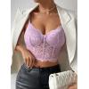 imageSHENHE Womens Lace Mesh Underwire Full Coverage Longline Bras Cami Tank Crop TopsLilac Purple