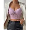 imageSHENHE Womens Lace Mesh Underwire Full Coverage Longline Bras Cami Tank Crop TopsLilac Purple