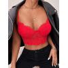 imageSHENHE Womens Lace Mesh Underwire Full Coverage Longline Bras Cami Tank Crop TopsRed
