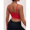 imageSHENHE Womens Lace Mesh Underwire Full Coverage Longline Bras Cami Tank Crop TopsRed