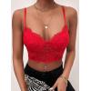imageSHENHE Womens Lace Mesh Underwire Full Coverage Longline Bras Cami Tank Crop TopsRed