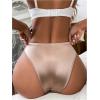 imageSHENHE Womens Satin Panty Lace Trim Mid Rise Silky Brief Underwear Daily Comfy BriefChampagne