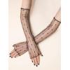 imageSHENHE Womens Sheer Mesh Fingerless Gloves Glitter Polka Dots Elbow Length Arm SleevesGlitter Black